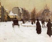 Norbert Goeneutte The Boulevard de Clichy Under Snow oil painting